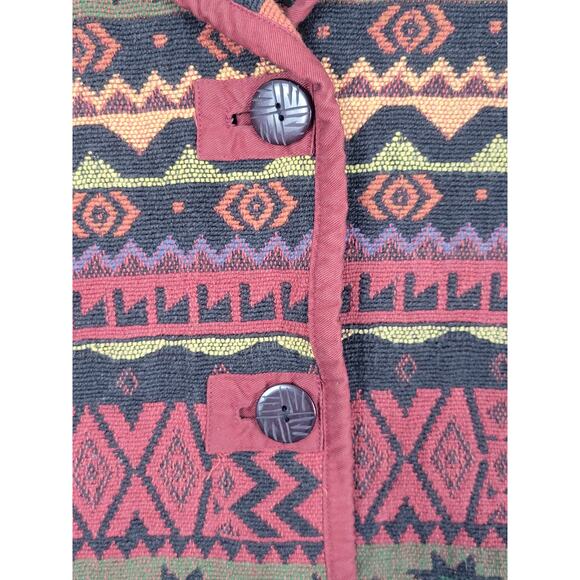 Vintage Asazu Tapestry Aztec Western Boho Tribal Button Up Womens Medium Jacket - Picture 4 of 7